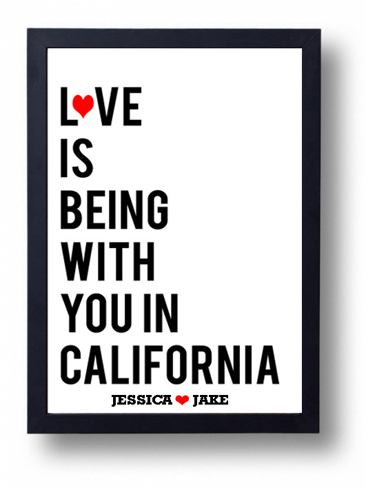 I Love You Engagement, Anniversary, Wedding Present Gift - Love Is Being With You In California