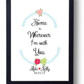 Home is Wherever I'm with You quote, Wedding Sign